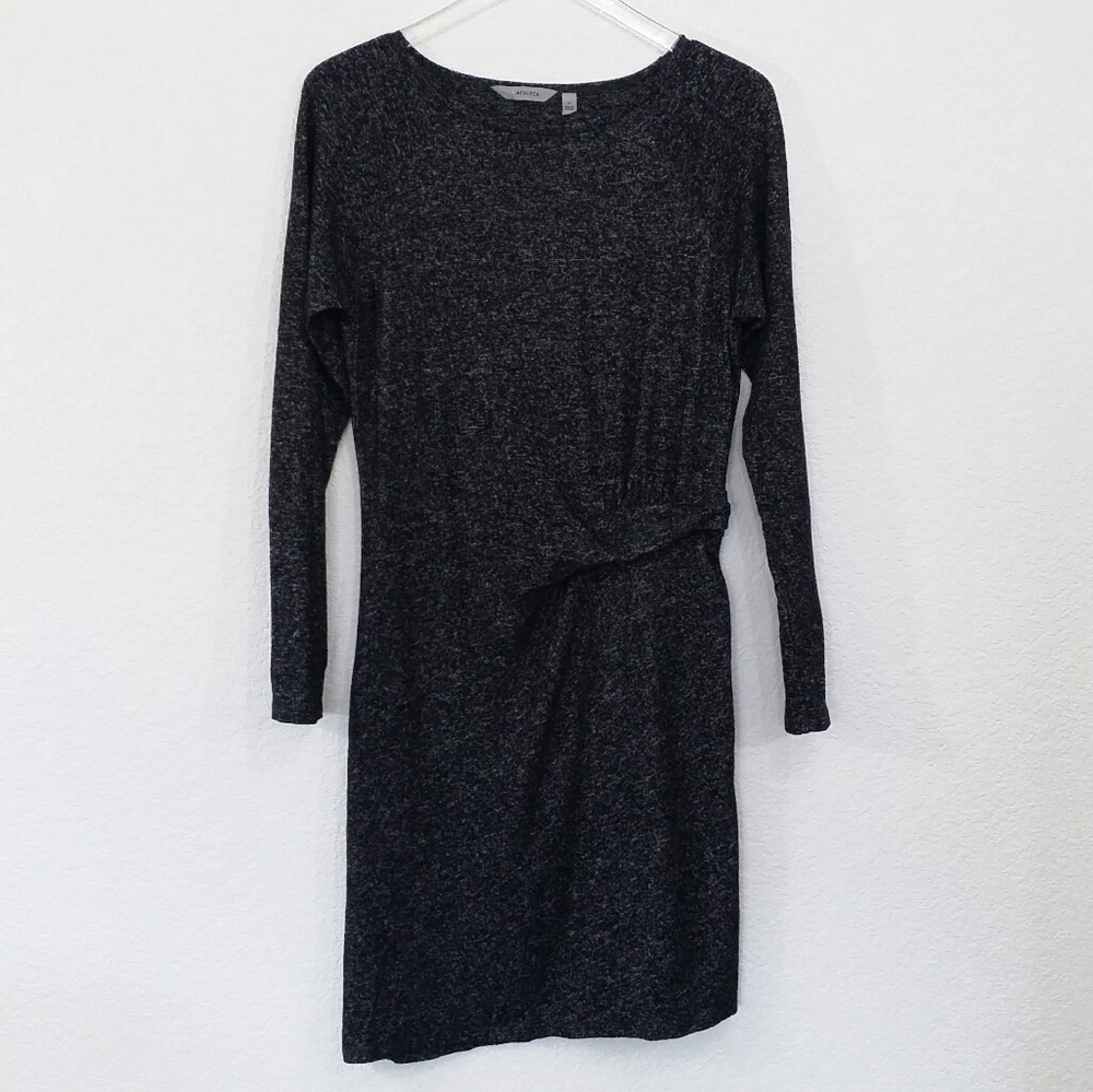 Athleta Solitude M Black White Long Sleeve Dress
